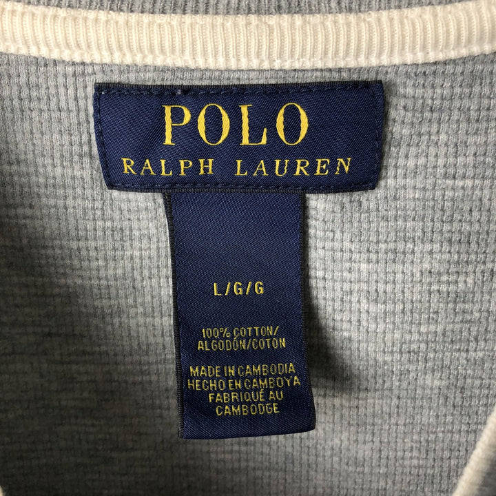 Ralph Lauren POLO RALPH LAUREN Thermal Ron T Waffle Men's L size cotton gray type Vintage Second Hand