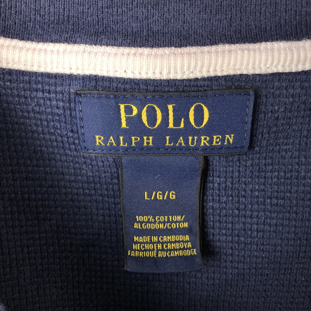Ralph Lauren POLO RALPH LAUREN Thermal Ron T Waffle Men's L size cotton navy blue type Vintage Second Hand