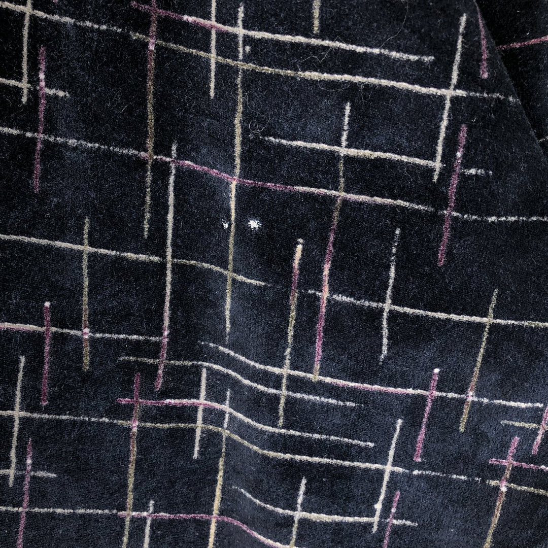 CHERESKIN all-over print velour long-sleeved polo shirt, men's size M cotton navy blue type Vintage Second Hand