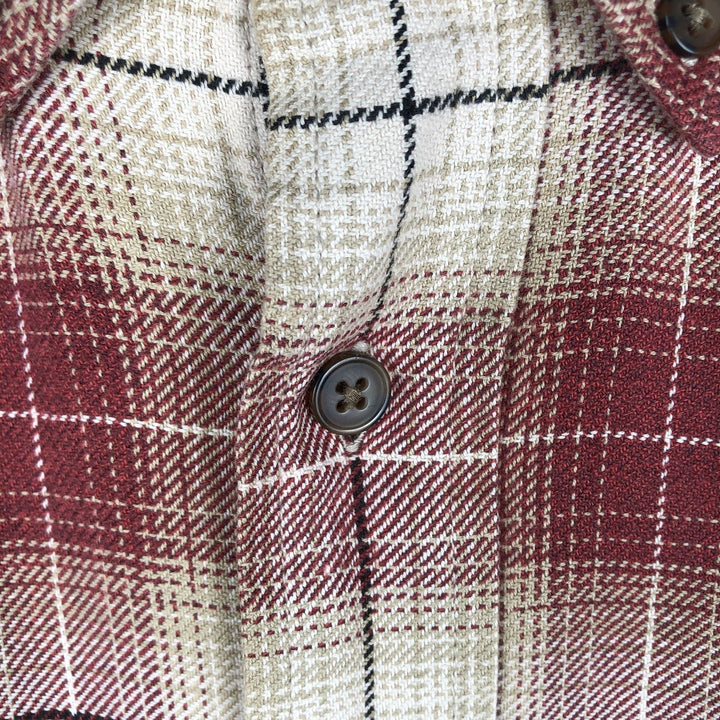 Vintage 90s-00'S St. John's Bay ombré check long-sleeve button-down light flannel check shirt, men's size L cotton red type Vintage Second Hand