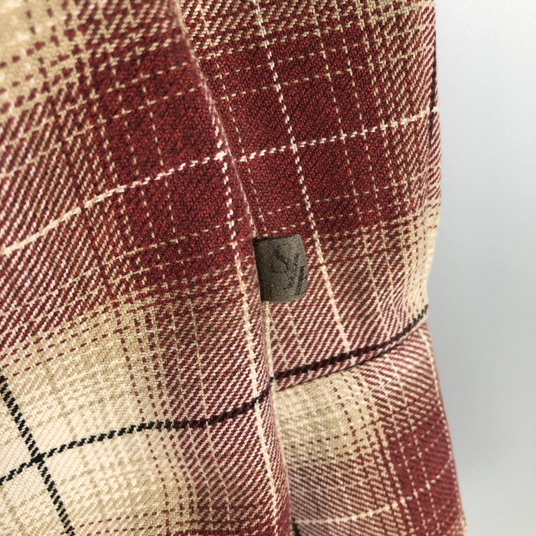 Vintage 90s-00'S St. John's Bay ombré check long-sleeve button-down light flannel check shirt, men's size L cotton red type Vintage Second Hand