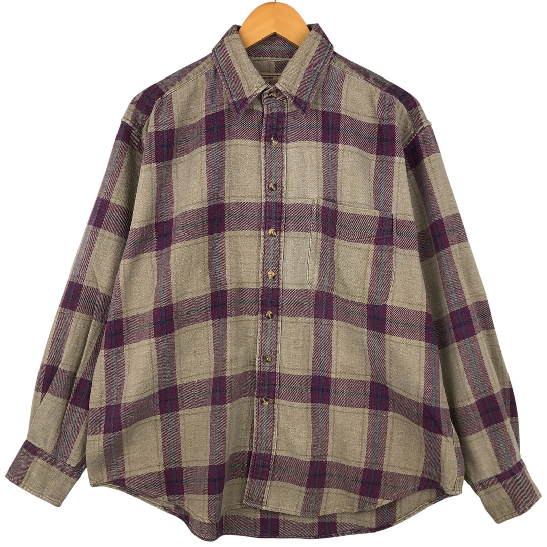2000'S WOOLRICH Long Sleeve Flannel Check Shirt, Men's Size L cotton purple type Vintage Second Hand