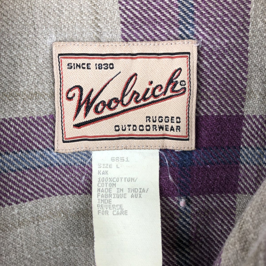 2000'S WOOLRICH Long Sleeve Flannel Check Shirt, Men's Size L cotton purple type Vintage Second Hand