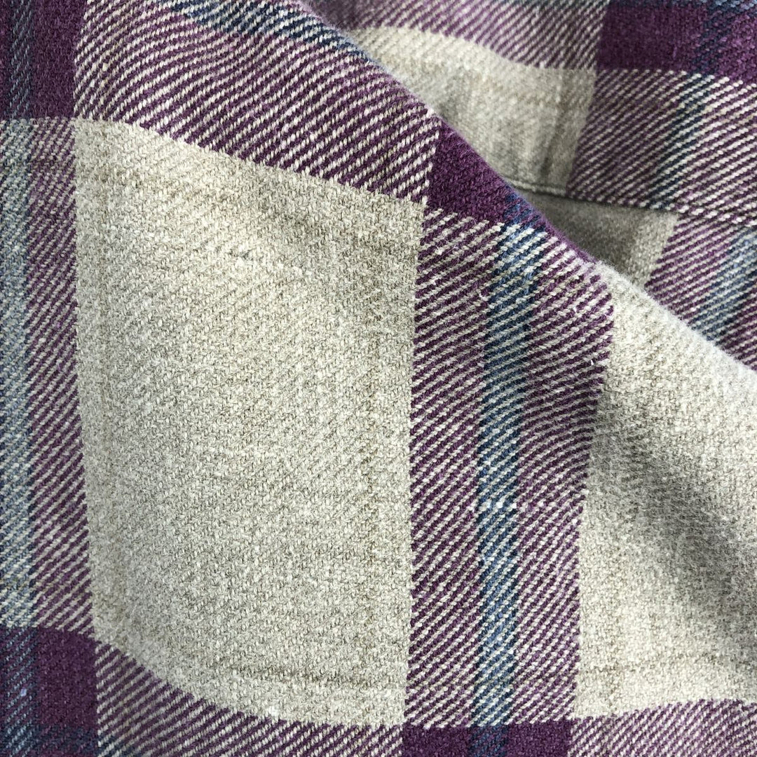 2000'S WOOLRICH Long Sleeve Flannel Check Shirt, Men's Size L cotton purple type Vintage Second Hand