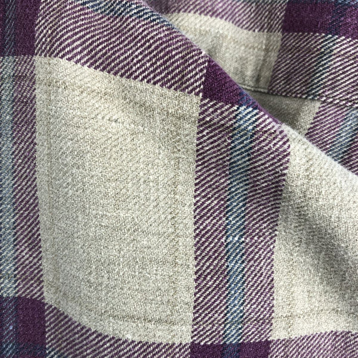 2000'S WOOLRICH Long Sleeve Flannel Check Shirt, Men's Size L cotton purple type Vintage Second Hand
