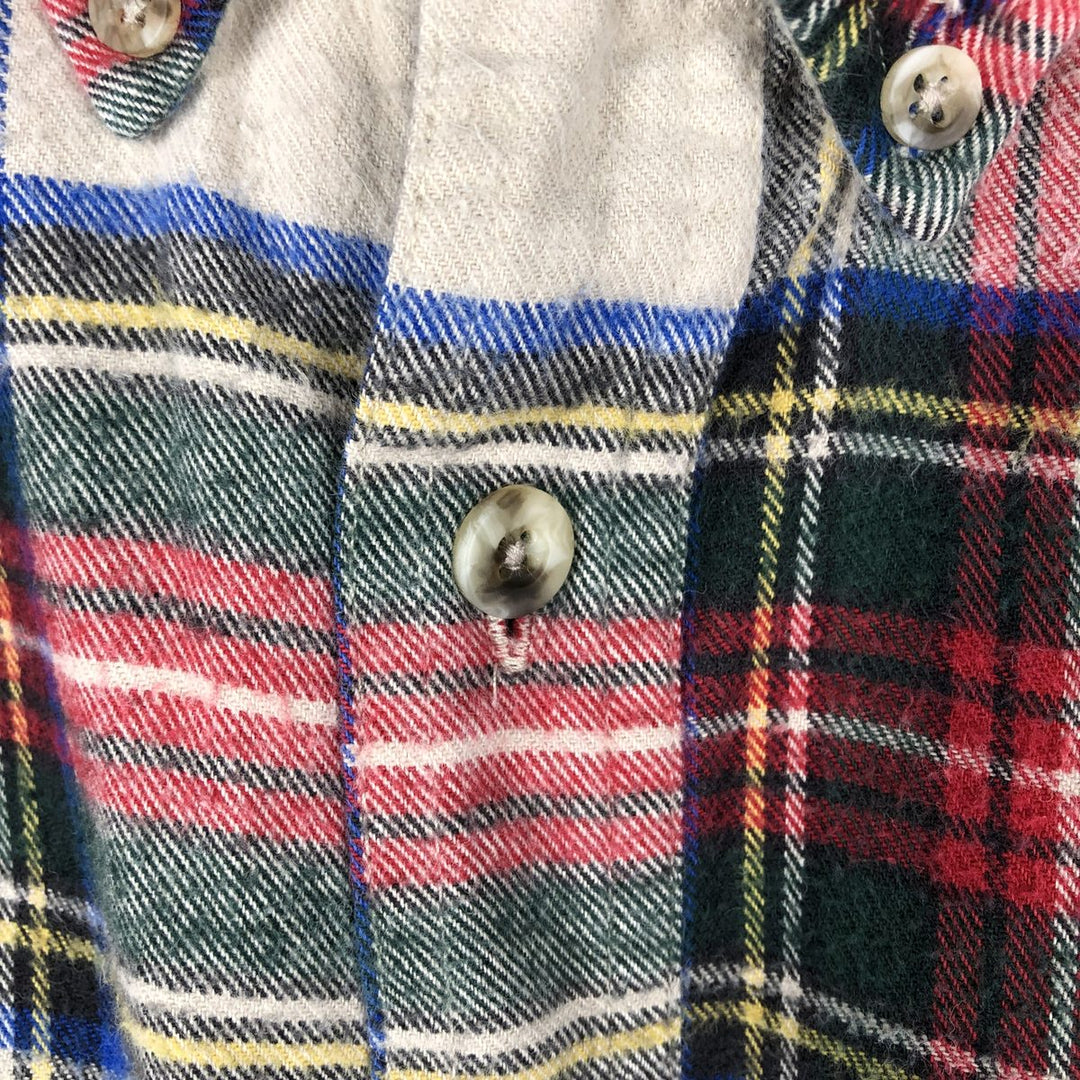 Vintage LL Bean tartan check long-sleeve button-down light flannel check shirt from the 1980'S to 1990s, size L, men's. cotton red type Vintage Second Hand