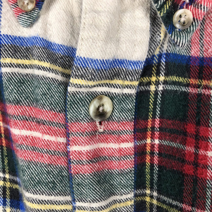 Vintage LL Bean tartan check long-sleeve button-down light flannel check shirt from the 1980'S to 1990s, size L, men's. cotton red type Vintage Second Hand