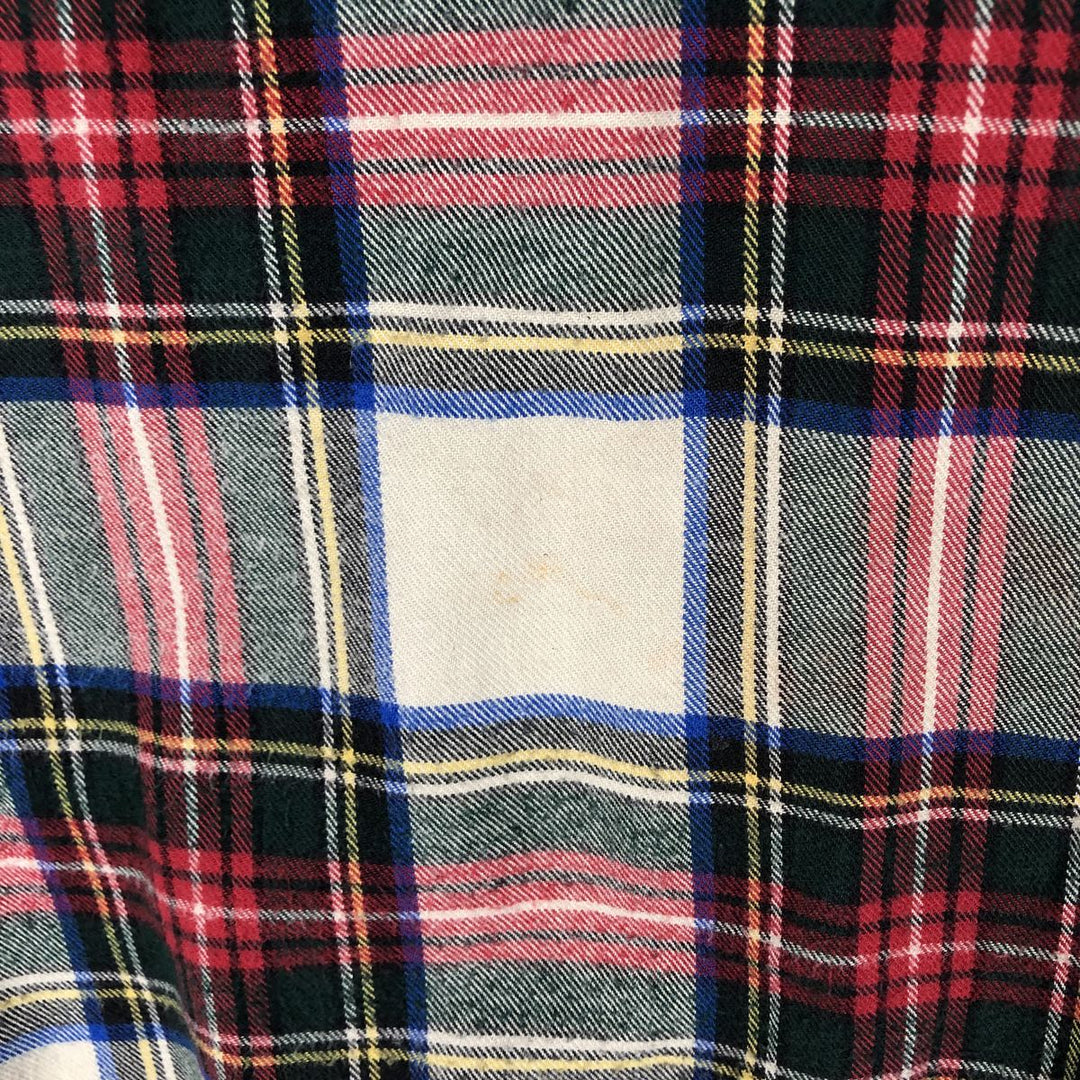 Vintage LL Bean tartan check long-sleeve button-down light flannel check shirt from the 1980'S to 1990s, size L, men's. cotton red type Vintage Second Hand