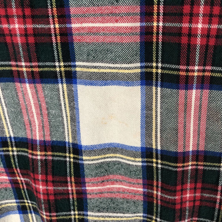 Vintage LL Bean tartan check long-sleeve button-down light flannel check shirt from the 1980'S to 1990s, size L, men's. cotton red type Vintage Second Hand