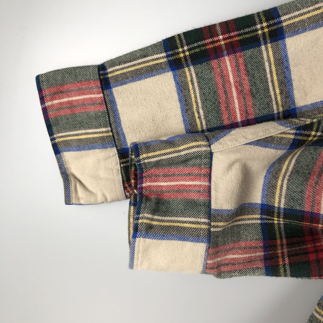 Vintage LL Bean tartan check long-sleeve button-down light flannel check shirt from the 1980'S to 1990s, size L, men's. cotton red type Vintage Second Hand