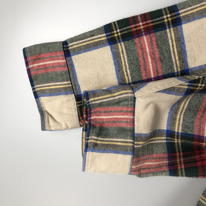 Vintage LL Bean tartan check long-sleeve button-down light flannel check shirt from the 1980'S to 1990s, size L, men's. cotton red type Vintage Second Hand