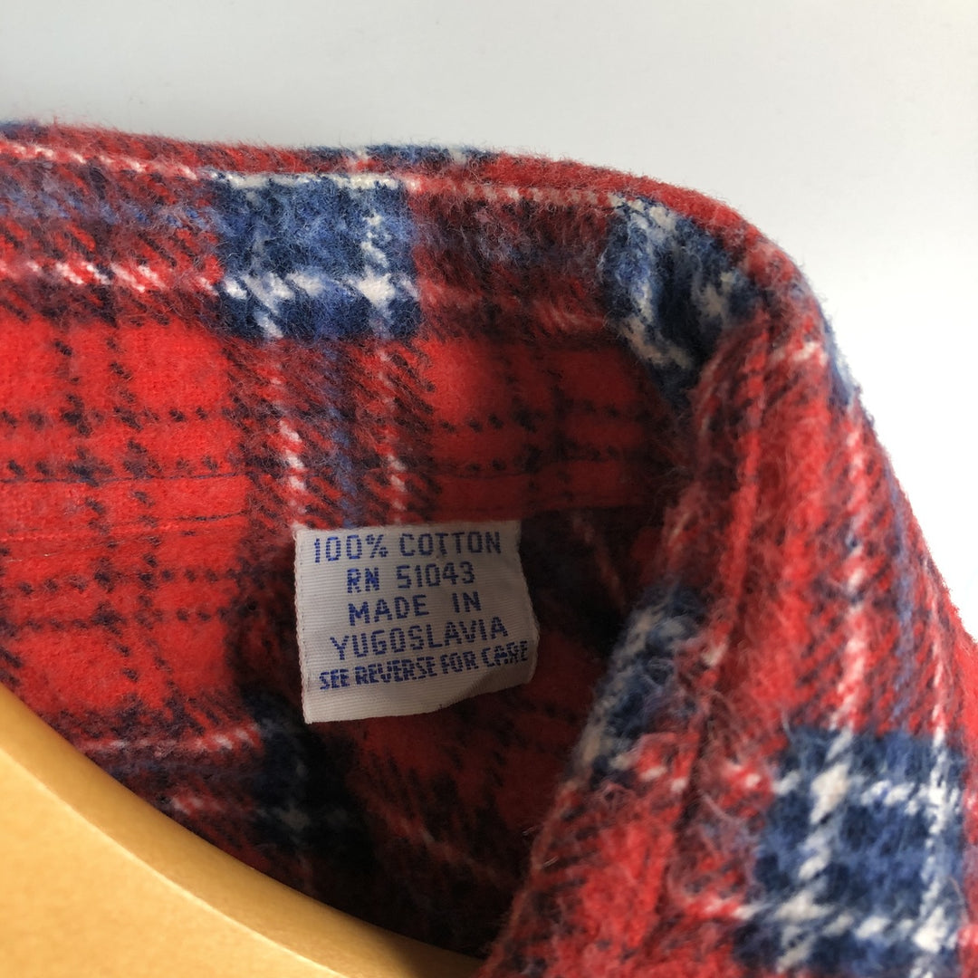 Vintage 80s-90'S Dickies Tartan Check Long Sleeve Printed Flannel Check Shirt, Men's Size L cotton red type Vintage Second Hand