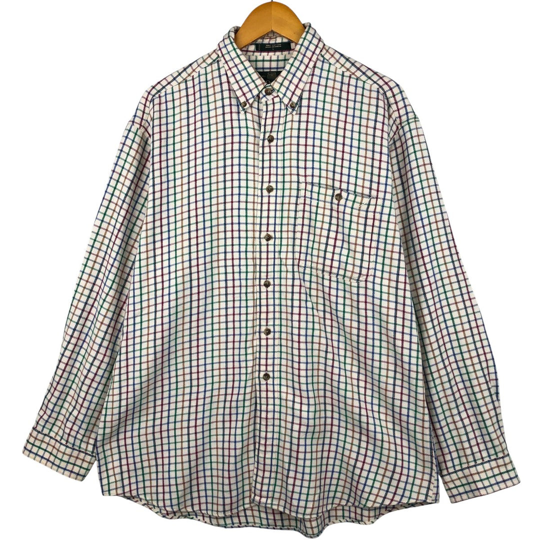 Vintage 90s-00'S Orvis long-sleeved button-down flannel shirt, men's size L cotton pale white type Vintage Second Hand