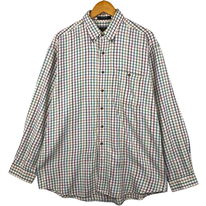 Vintage 90s-00'S Orvis long-sleeved button-down flannel shirt, men's size L cotton pale white type Vintage Second Hand