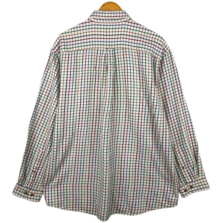 Vintage 90s-00'S Orvis long-sleeved button-down flannel shirt, men's size L cotton pale white type Vintage Second Hand