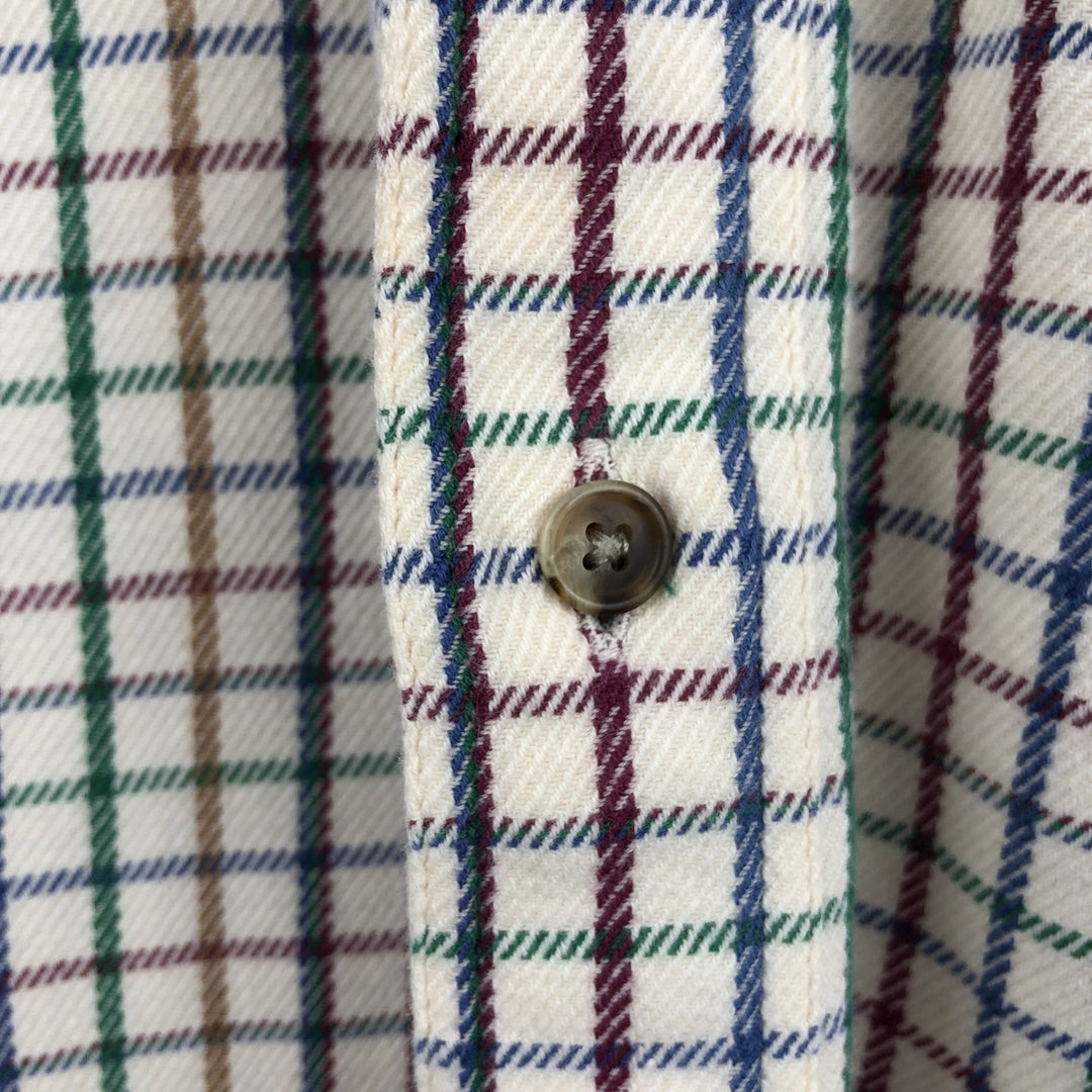 Vintage 90s-00'S Orvis long-sleeved button-down flannel shirt, men's size L cotton pale white type Vintage Second Hand