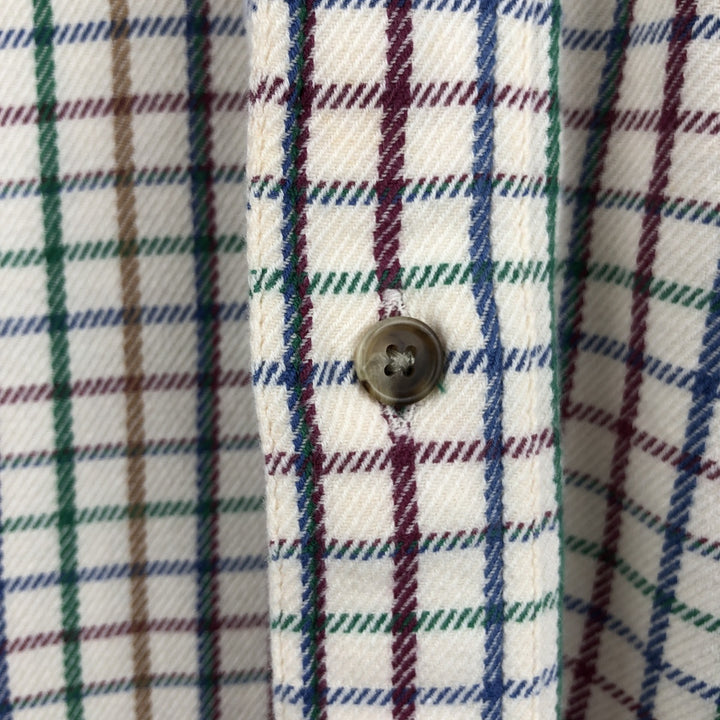Vintage 90s-00'S Orvis long-sleeved button-down flannel shirt, men's size L cotton pale white type Vintage Second Hand
