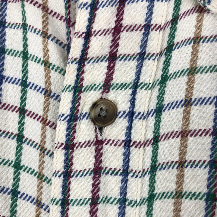 Vintage 90s-00'S Orvis long-sleeved button-down flannel shirt, men's size L cotton pale white type Vintage Second Hand