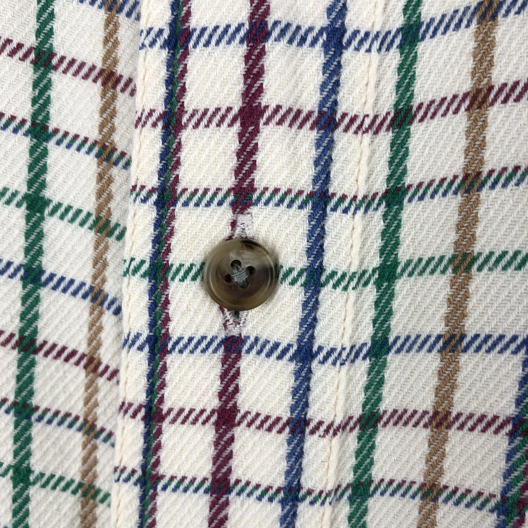 Vintage 90s-00'S Orvis long-sleeved button-down flannel shirt, men's size L cotton pale white type Vintage Second Hand
