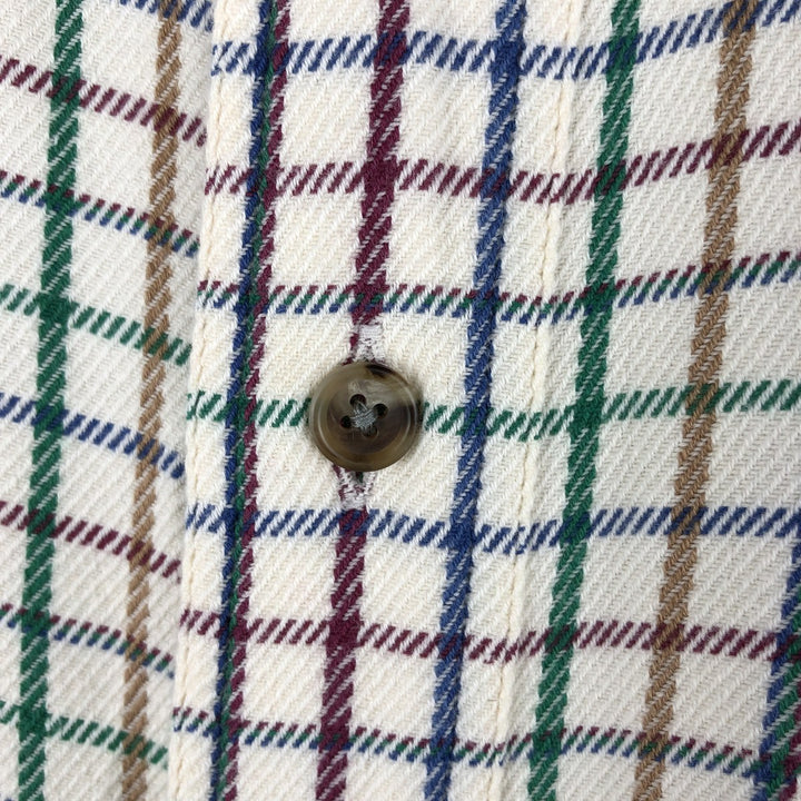 Vintage 90s-00'S Orvis long-sleeved button-down flannel shirt, men's size L cotton pale white type Vintage Second Hand