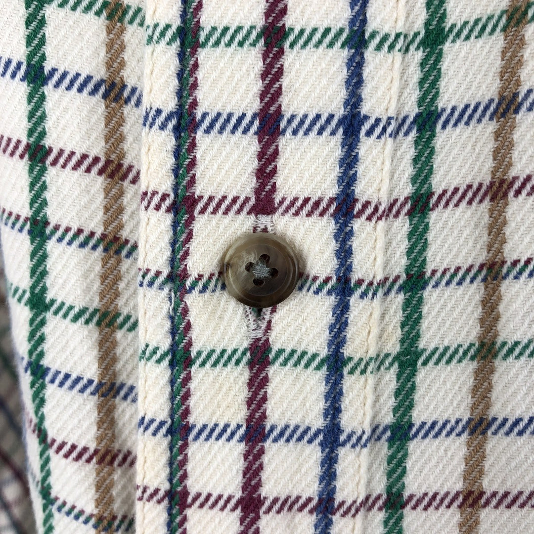Vintage 90s-00'S Orvis long-sleeved button-down flannel shirt, men's size L cotton pale white type Vintage Second Hand