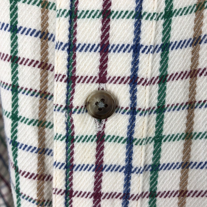 Vintage 90s-00'S Orvis long-sleeved button-down flannel shirt, men's size L cotton pale white type Vintage Second Hand