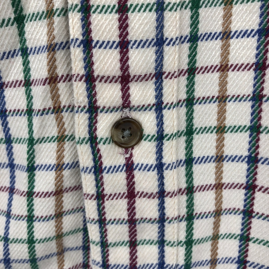 Vintage 90s-00'S Orvis long-sleeved button-down flannel shirt, men's size L cotton pale white type Vintage Second Hand