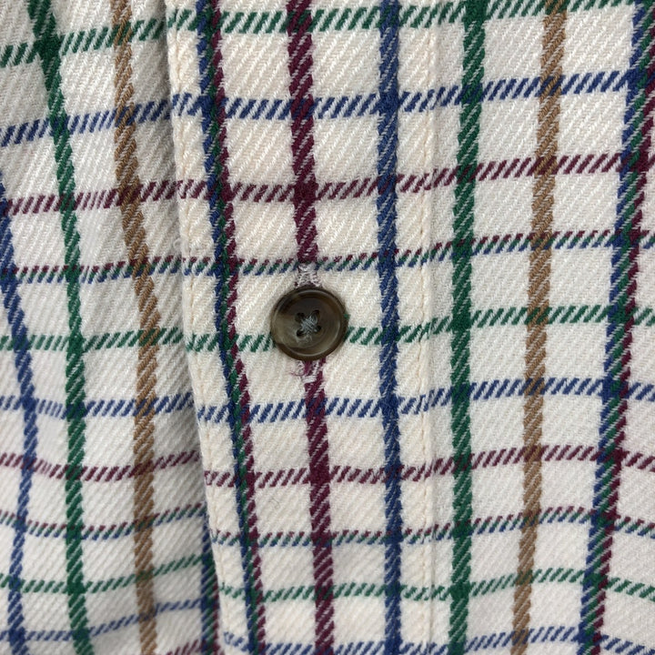 Vintage 90s-00'S Orvis long-sleeved button-down flannel shirt, men's size L cotton pale white type Vintage Second Hand