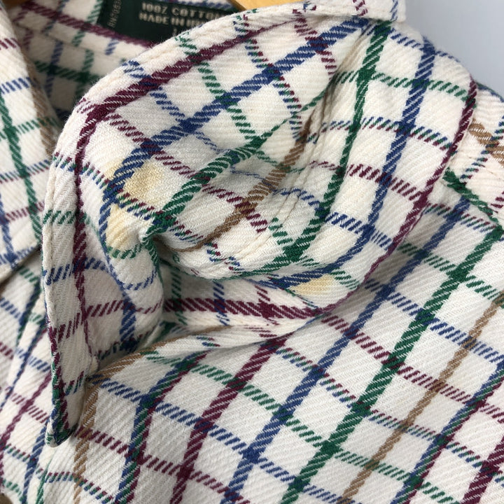 Vintage 90s-00'S Orvis long-sleeved button-down flannel shirt, men's size L cotton pale white type Vintage Second Hand