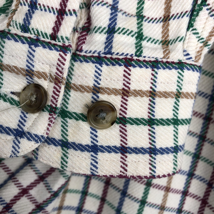 Vintage 90s-00'S Orvis long-sleeved button-down flannel shirt, men's size L cotton pale white type Vintage Second Hand