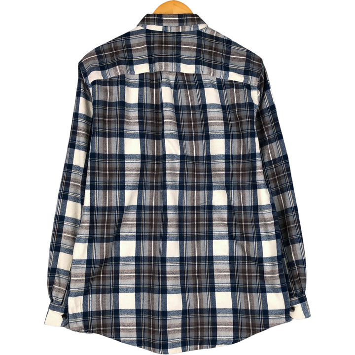 90s-00'S LL Bean tartan check long-sleeve button-down light flannel check shirt, men's size M, vintage cotton Navy blue Vintage Second Hand
