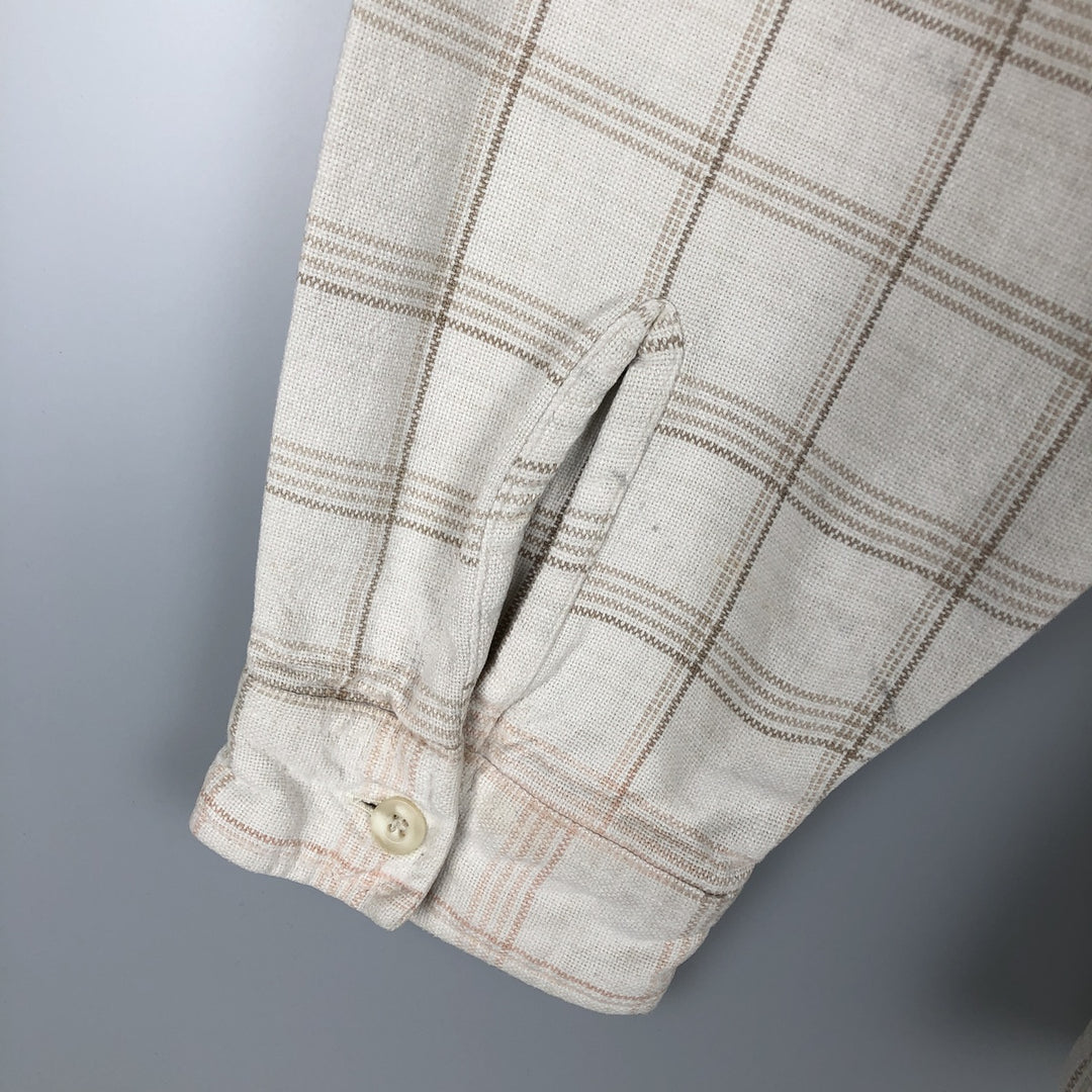 QUIKSILVER Long Sleeve Flannel Check Shirt, Men's Size XL cotton ivory Vintage Second Hand