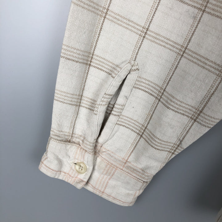 QUIKSILVER Long Sleeve Flannel Check Shirt, Men's Size XL cotton ivory Vintage Second Hand