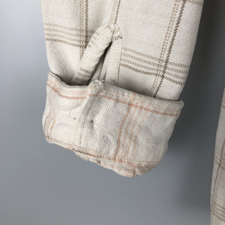 QUIKSILVER Long Sleeve Flannel Check Shirt, Men's Size XL cotton ivory Vintage Second Hand