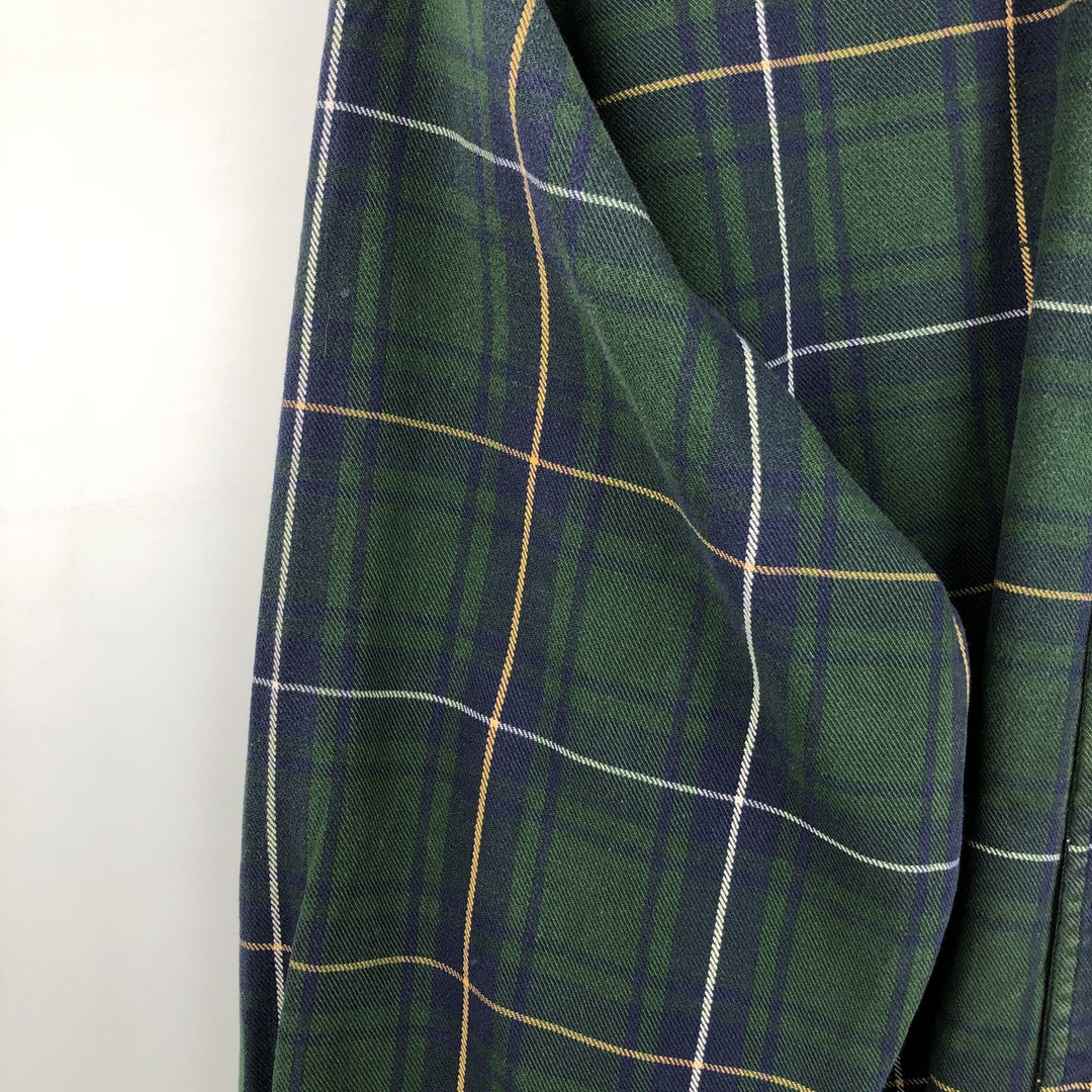 Vintage 80s-90'S Land's End long-sleeved button-down flannel check shirt, men's size L cotton green type Vintage Second Hand
