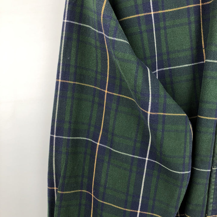 Vintage 80s-90'S Land's End long-sleeved button-down flannel check shirt, men's size L cotton green type Vintage Second Hand