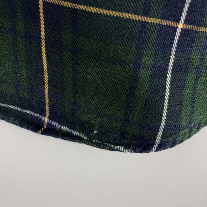 Vintage 80s-90'S Land's End long-sleeved button-down flannel check shirt, men's size L cotton green type Vintage Second Hand