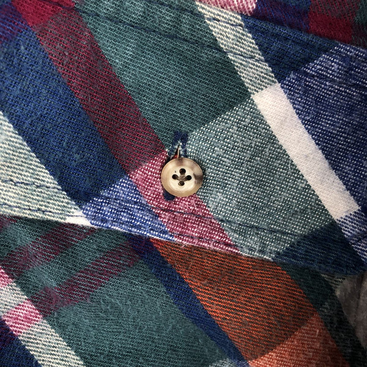 90s-00'S WOOLRICH Long Sleeve Flannel Check Shirt, Made in USA, Men's Size L, Vintage cotton blue type Vintage Second Hand