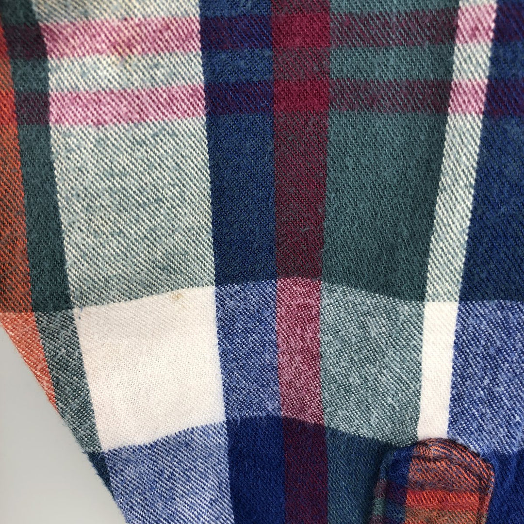 90s-00'S WOOLRICH Long Sleeve Flannel Check Shirt, Made in USA, Men's Size L, Vintage cotton blue type Vintage Second Hand