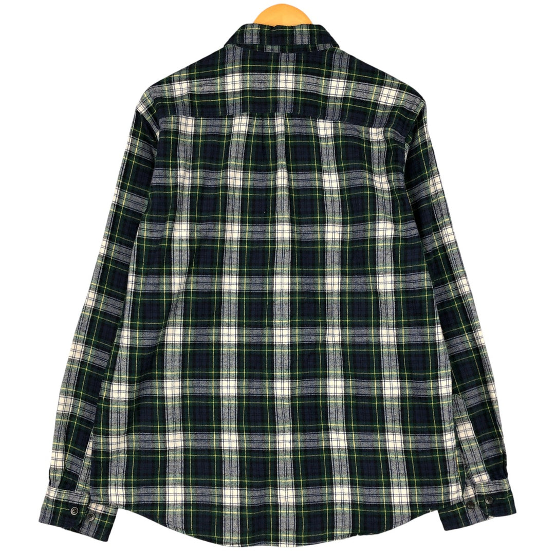 Vintage LL Bean tartan check long-sleeve button-down flannel shirt from the 90'S to 00s, size M. cotton green type Vintage Second Hand