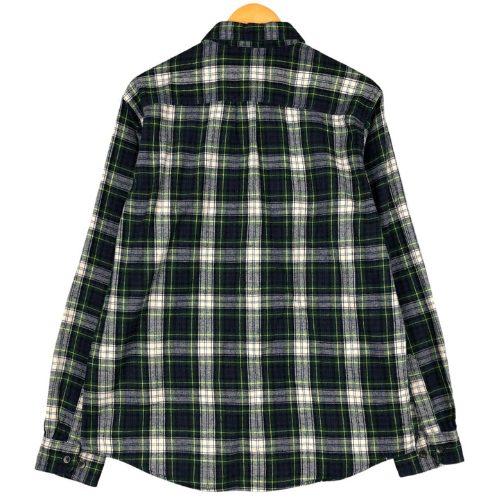 Vintage LL Bean tartan check long-sleeve button-down flannel shirt from the 90'S to 00s, size M. cotton green type Vintage Second Hand