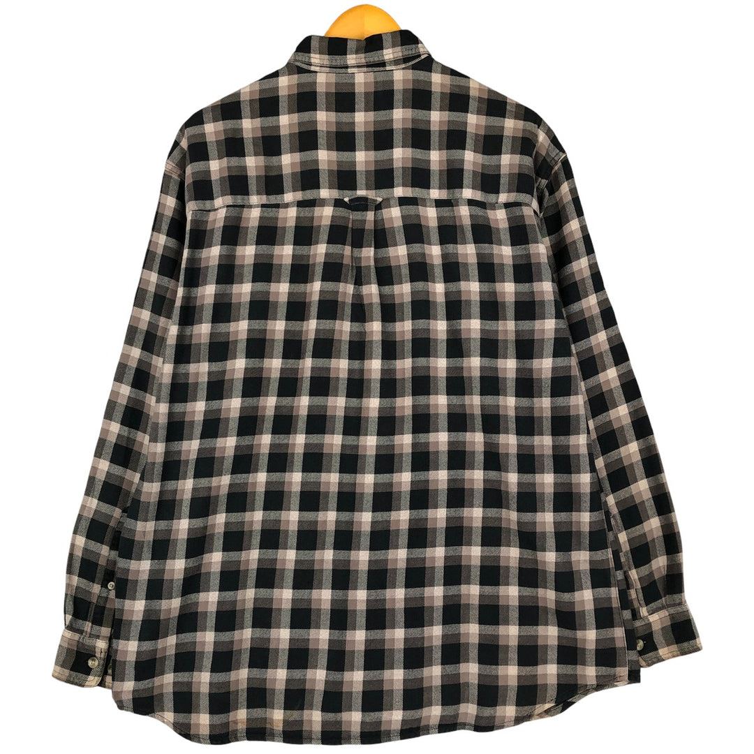 Columbia Long Sleeve Button-Down Light Flannel Check Shirt, Men's XL cotton Khaki type beige Vintage Second Hand