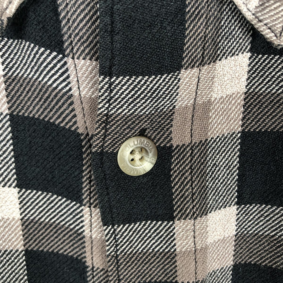 Columbia Long Sleeve Button-Down Light Flannel Check Shirt, Men's XL cotton Khaki type beige Vintage Second Hand