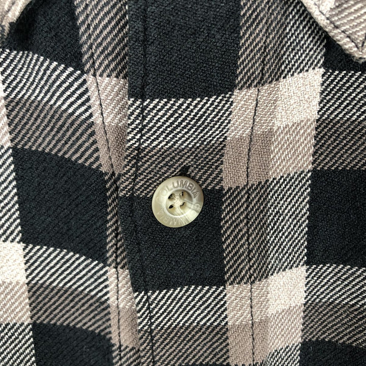 Columbia Long Sleeve Button-Down Light Flannel Check Shirt, Men's XL cotton Khaki type beige Vintage Second Hand