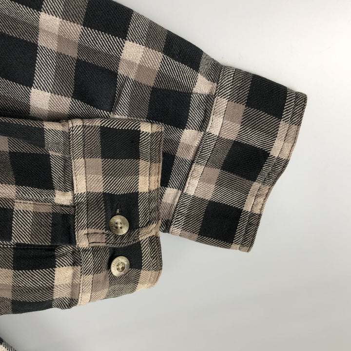 Columbia Long Sleeve Button-Down Light Flannel Check Shirt, Men's XL cotton Khaki type beige Vintage Second Hand