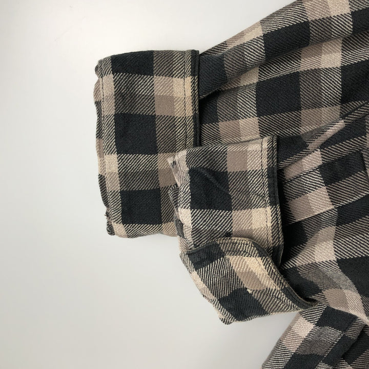 Columbia Long Sleeve Button-Down Light Flannel Check Shirt, Men's XL cotton Khaki type beige Vintage Second Hand