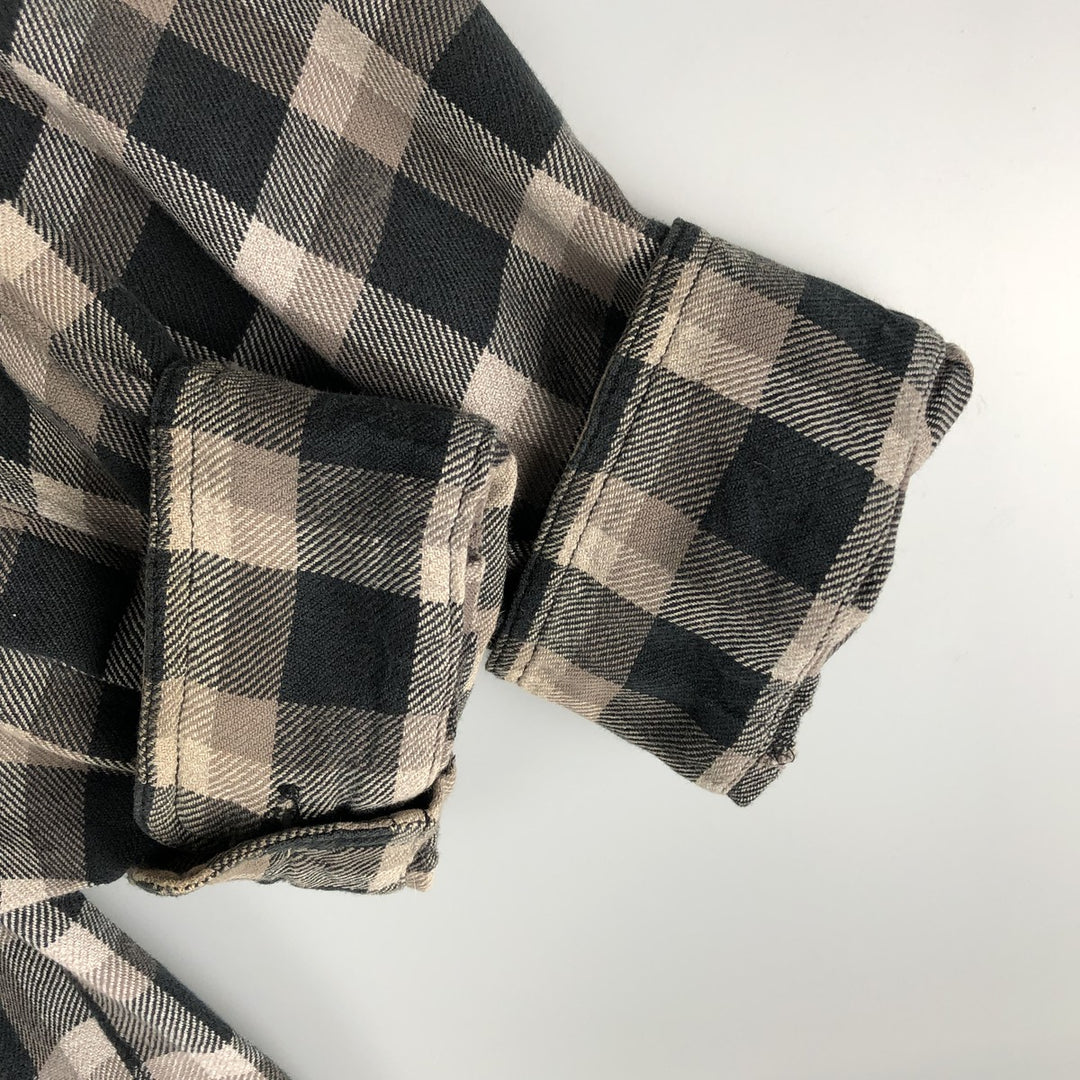 Columbia Long Sleeve Button-Down Light Flannel Check Shirt, Men's XL cotton Khaki type beige Vintage Second Hand