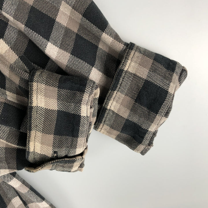 Columbia Long Sleeve Button-Down Light Flannel Check Shirt, Men's XL cotton Khaki type beige Vintage Second Hand