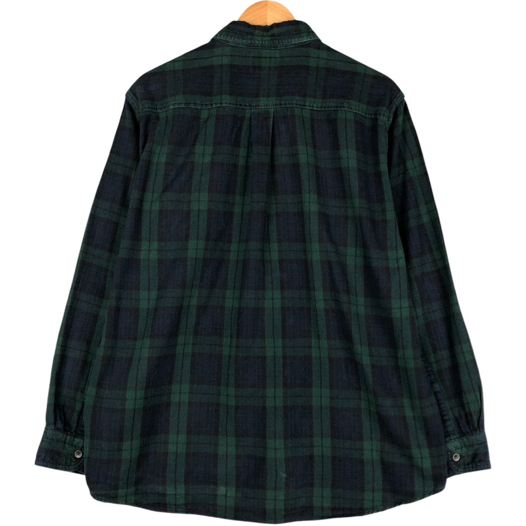 LLBean Traditional Fit Blackwatch Check Long Sleeve Flannel Check Shirt, Men's Size L cotton green type Vintage Second Hand