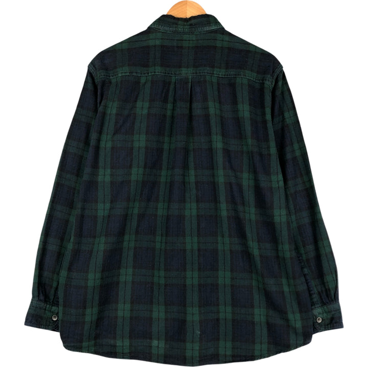LLBean Traditional Fit Blackwatch Check Long Sleeve Flannel Check Shirt, Men's Size L cotton green type Vintage Second Hand